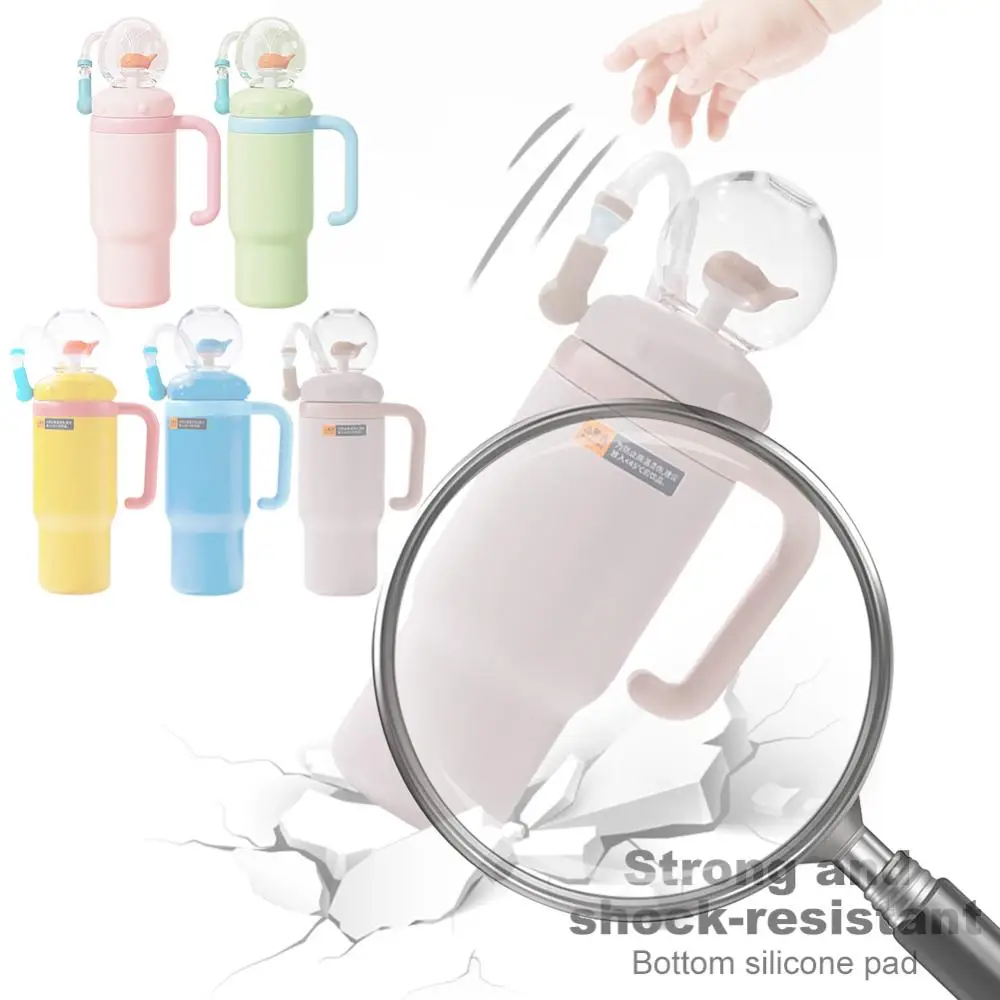 

Стакан для фонтана с китом из нержавеющей стали с ручкой, 710 мл, забавная чашка для кита, герметичная бутылка для воды с соломинкой, креативные подарки