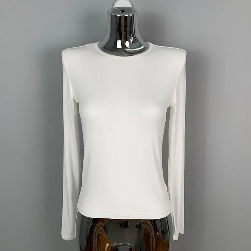 Plain T Shirt Women Elastic Basic T-Shirts Female Casual O-Neck Tops Autumn Long Sleeve Sexy Thin See Through Tee Shirt Femme