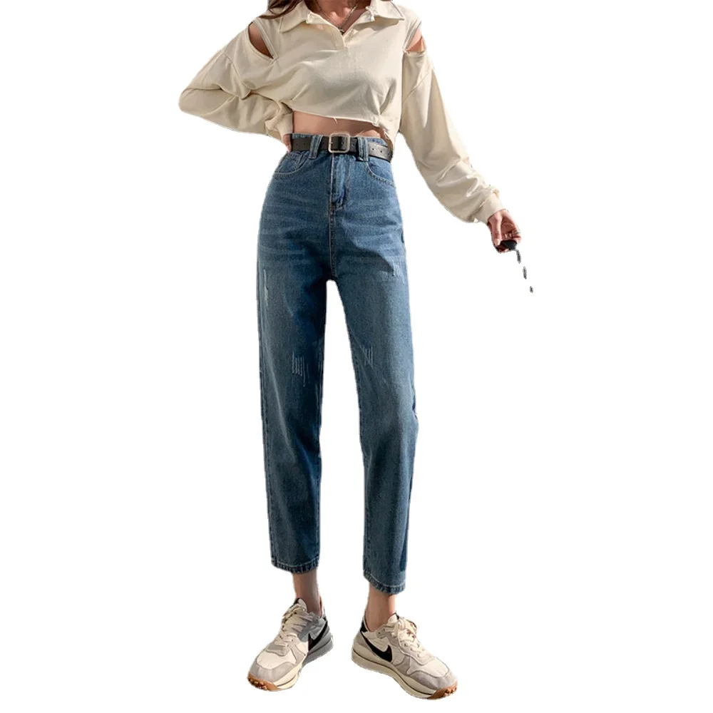 Büro Dame Entspannt 9-punkt Jeans Für Frauen Sommer 2023 Neue Schlanke Hohe Taille Dünne Hosen Frauen y2k streetwear ropa de mujer