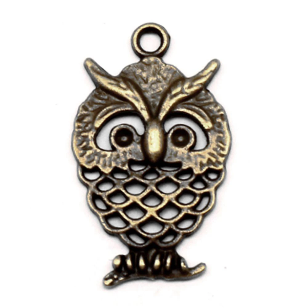 Owl Charms Jewelri Pendant Children Diy Jewellery Making Supplies 15x25mm 10pcs Antique Bronze Color