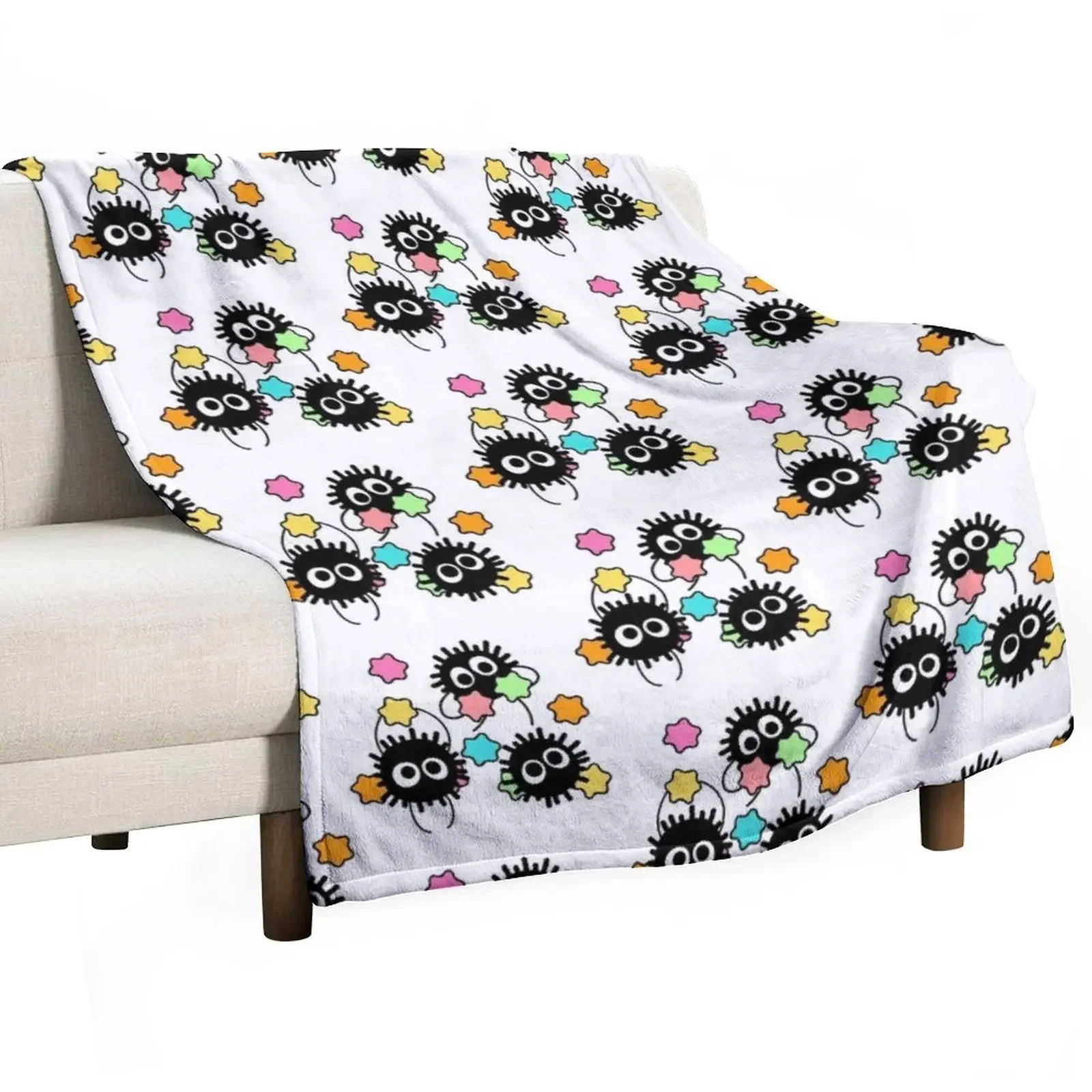 

Happy Soot Sprites Throw Blanket Beach Thin Extra Large Throw Soft Big Blankets