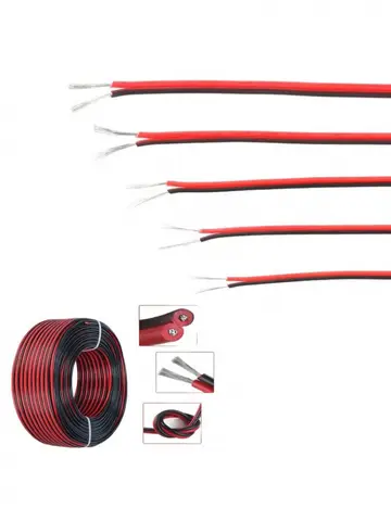 5/10M Red Black Electrical Wire 18/20/22/24/26AWG LED Strip Cable 2 Core Tinned Copper Extension Power Cord For Lighting Audio