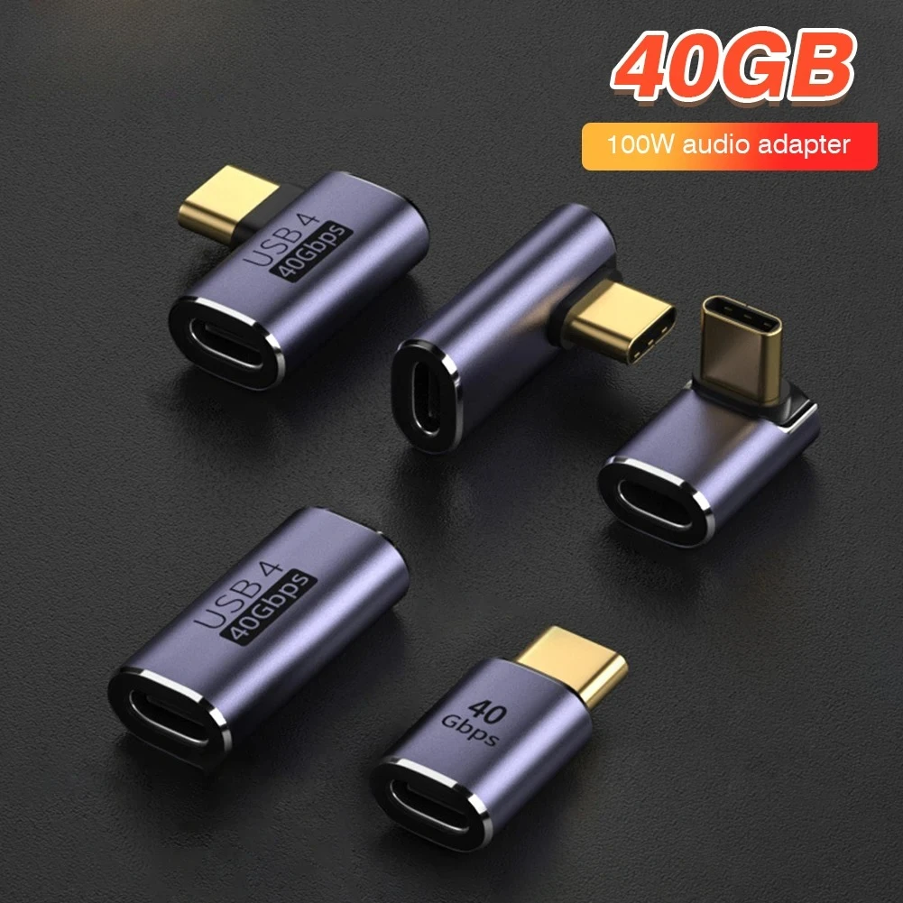 USB4.0 40Gbps OTG Type C 90 Degree Adapter 100W 5A USB C To Type C Fast Charging Converter USB Data Adapter for Macbook 8K60HZ