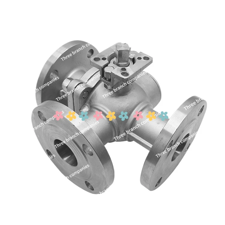 DN32 1-1/4inch L /T Port 3-Way flange Ball Valve with ISO5211 mounting pad