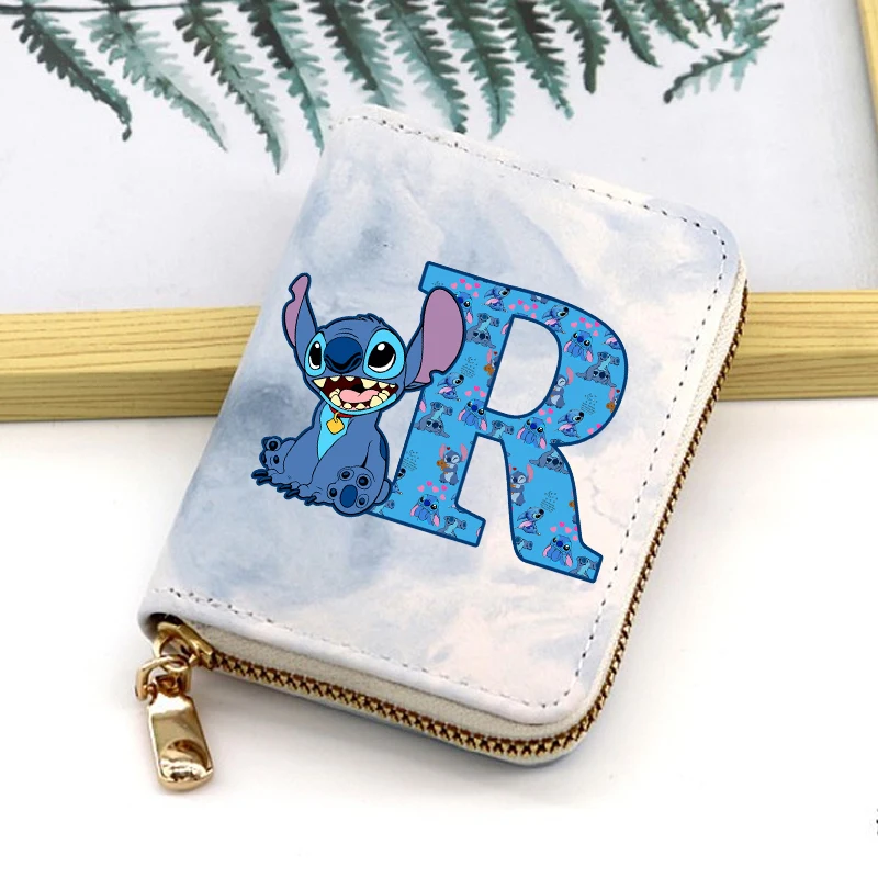 جديد غرزة ديزني المحافظ الكرتون رسالة A-Z المطبوعة محافظ الكرتون محفظة للعملة حقائب النساء بنين بنات أنيمي مفتاح حقيبة التخزين #5