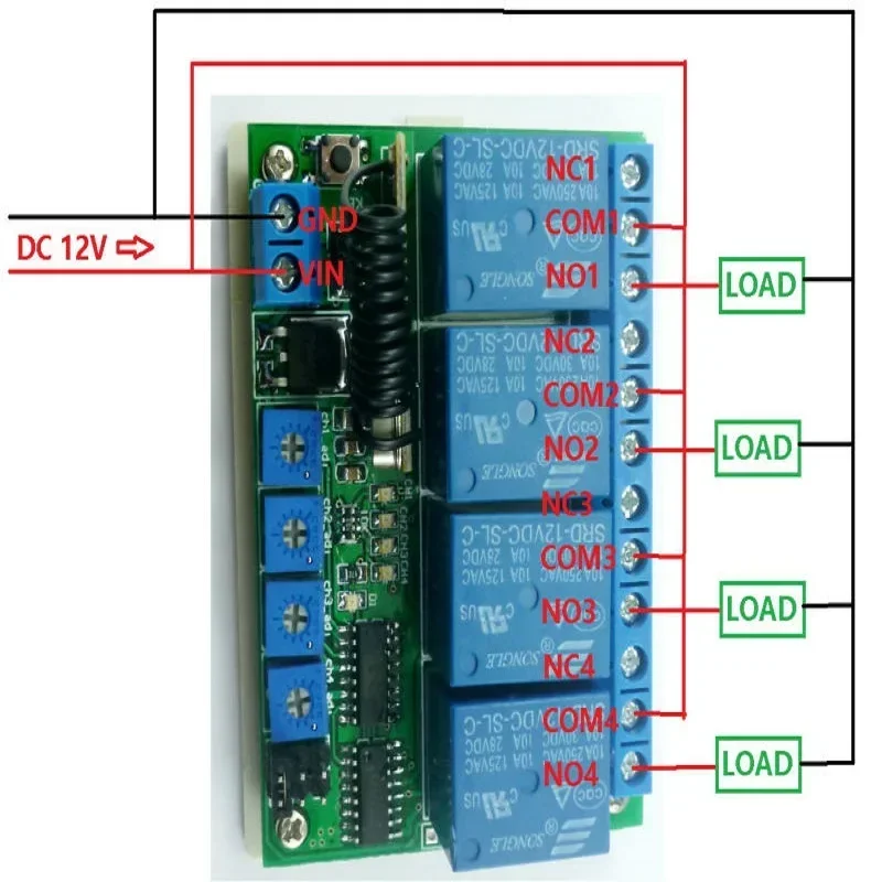 RF Wireless Lamp LED Motor  DC12V PT2262 Transmitter Control Delay Relay Receiver Kits