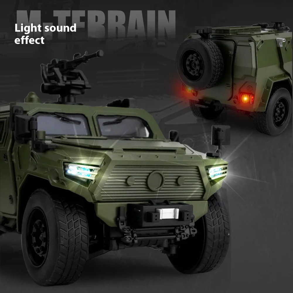 1:18 كبير دونغفنغ Mengshi سبيكة نموذج سيارة الحلي المدرعة على الطرق الوعرة مركبة عسكرية لعبة مجسمة الصبي هدية