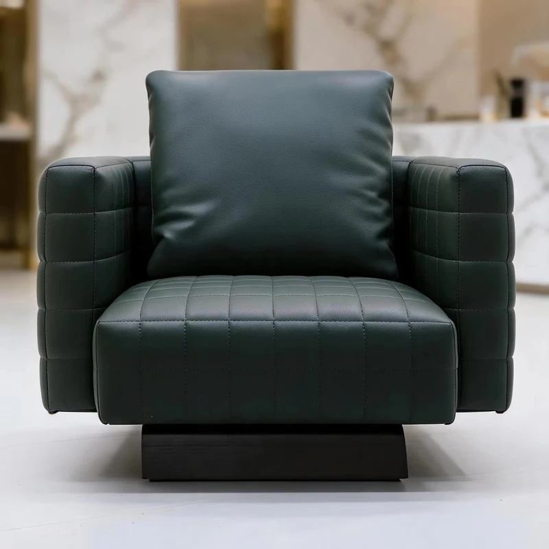 Dark green leather modular decorative chair modern style living room leisure sofa