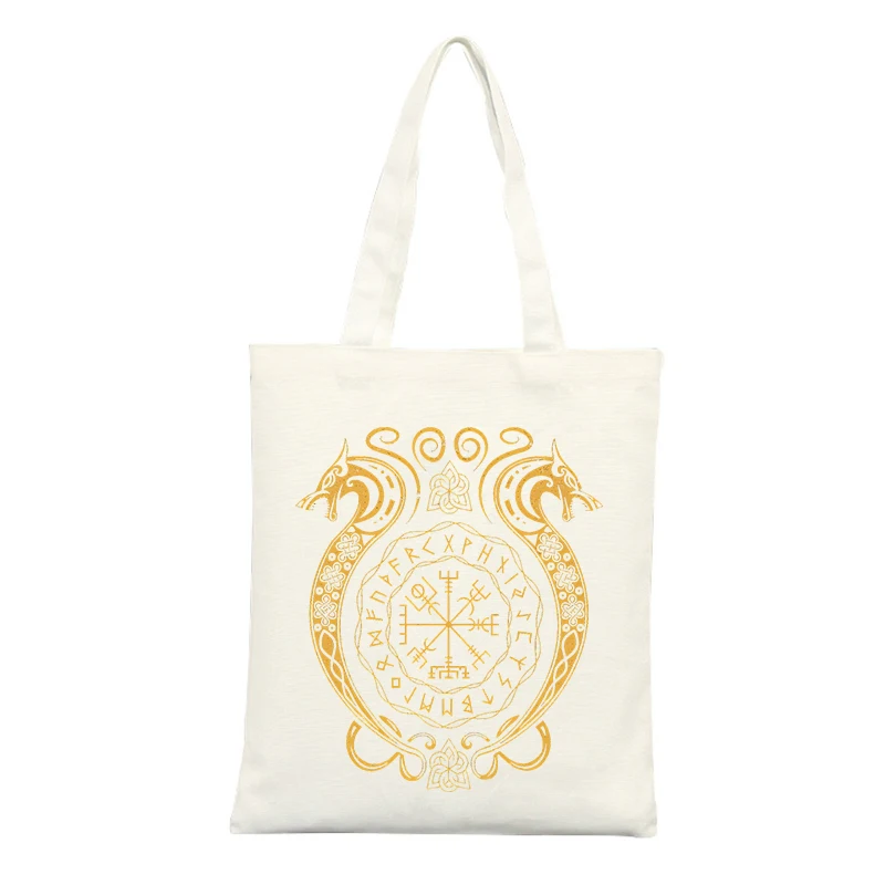 Fantasy Creature Graphic Canvas Tote Bag with Vintage Style, Ideal for Casual Shopping and Daily Use