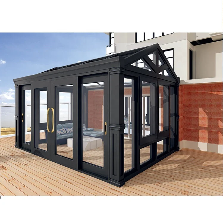Big Aluminum Alloy Modern Prefab Villa Small Low Cost Frame Glass Garden Greenhouse Glass House Prefab House Triangle