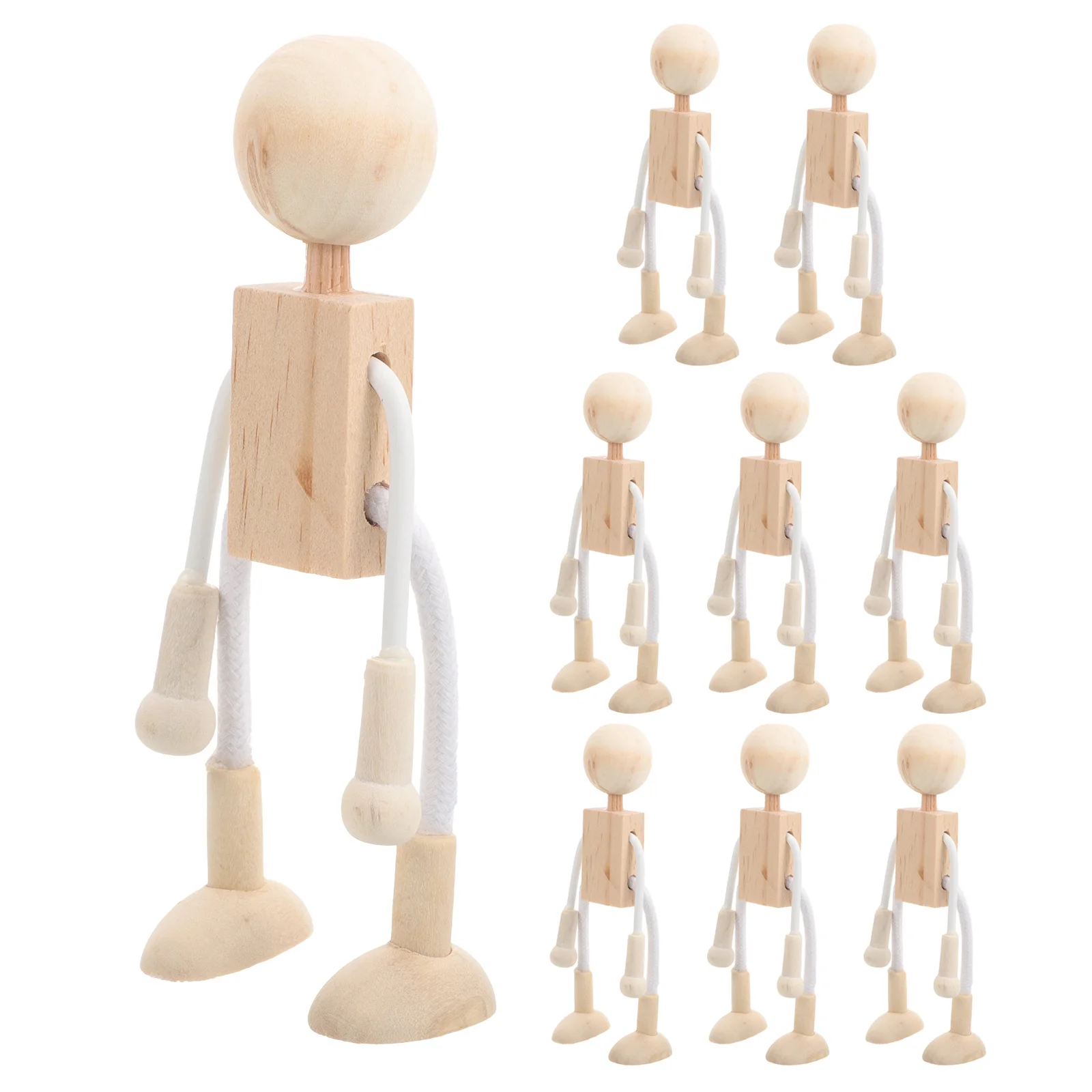 9Pcs Unfinished Wooden People Natural Wood Peg Figures for Kids Painting Craft DIY Decorative Ornament Travel Friendly