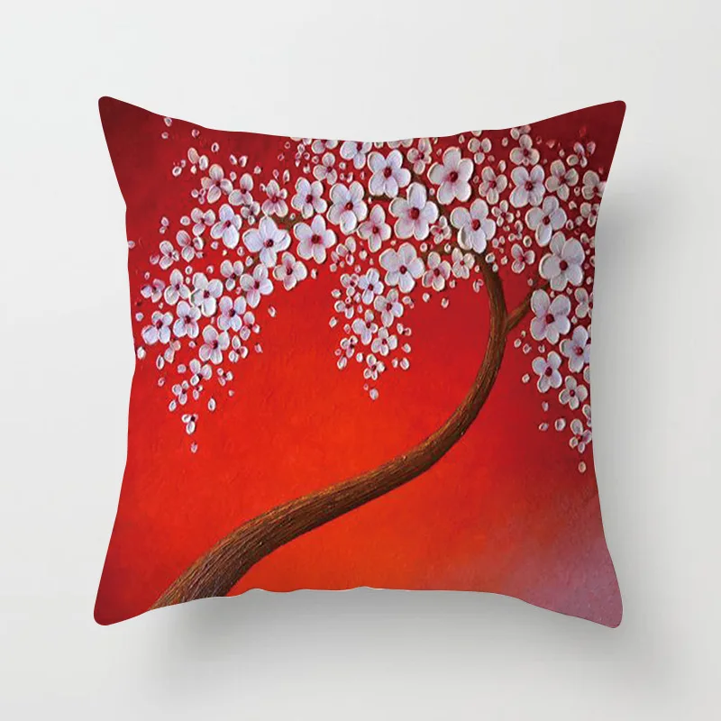 Red leaves lovers Valentine\'s Day series pillow case Maple Leaf Falling Pillows cover Tree Pattern Retro cushion pillowcases