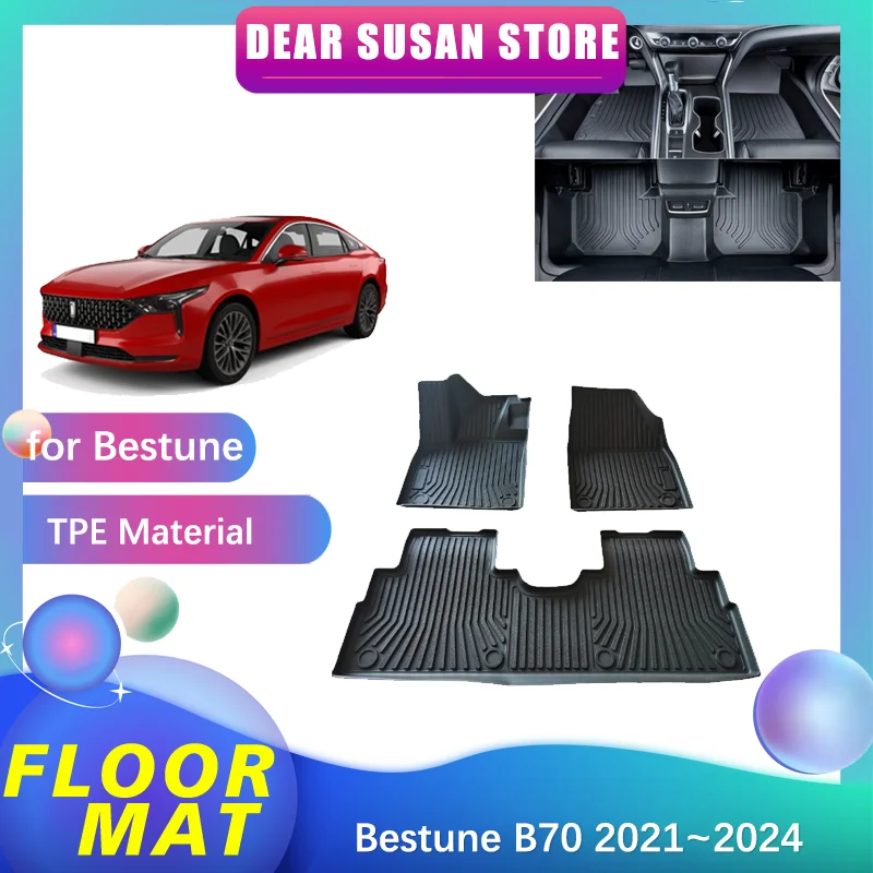 Car Floor Mat for FAW Bestune B70 2021~2024 2022 2023 TPE Waterproof Foot Interior Liner Carpet Pad Custom Cover Tray Accessorie