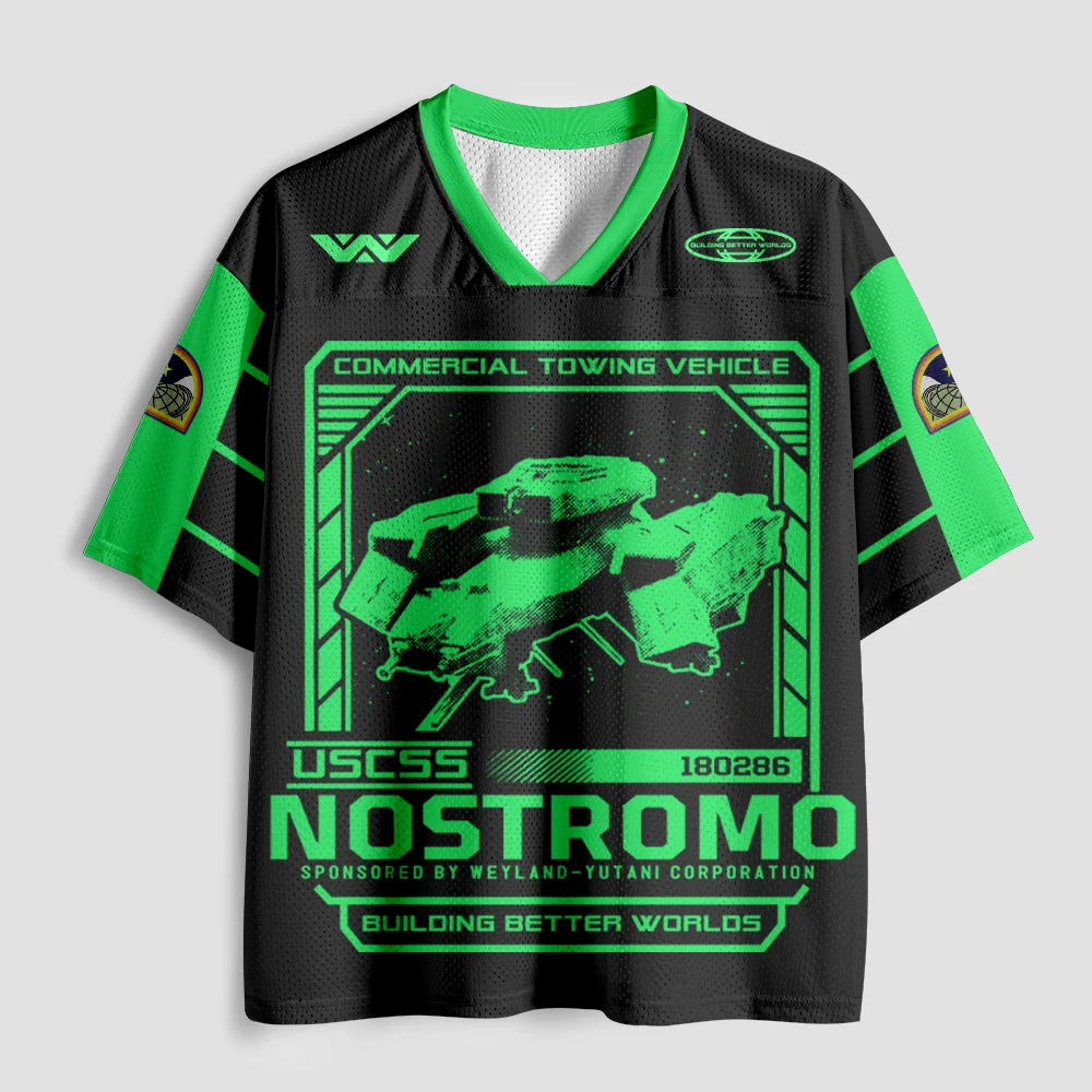 2026 new unisex mesh T-shirt V-neck lightweight breathable polyester mesh retro nostalgic printed casual sportswear