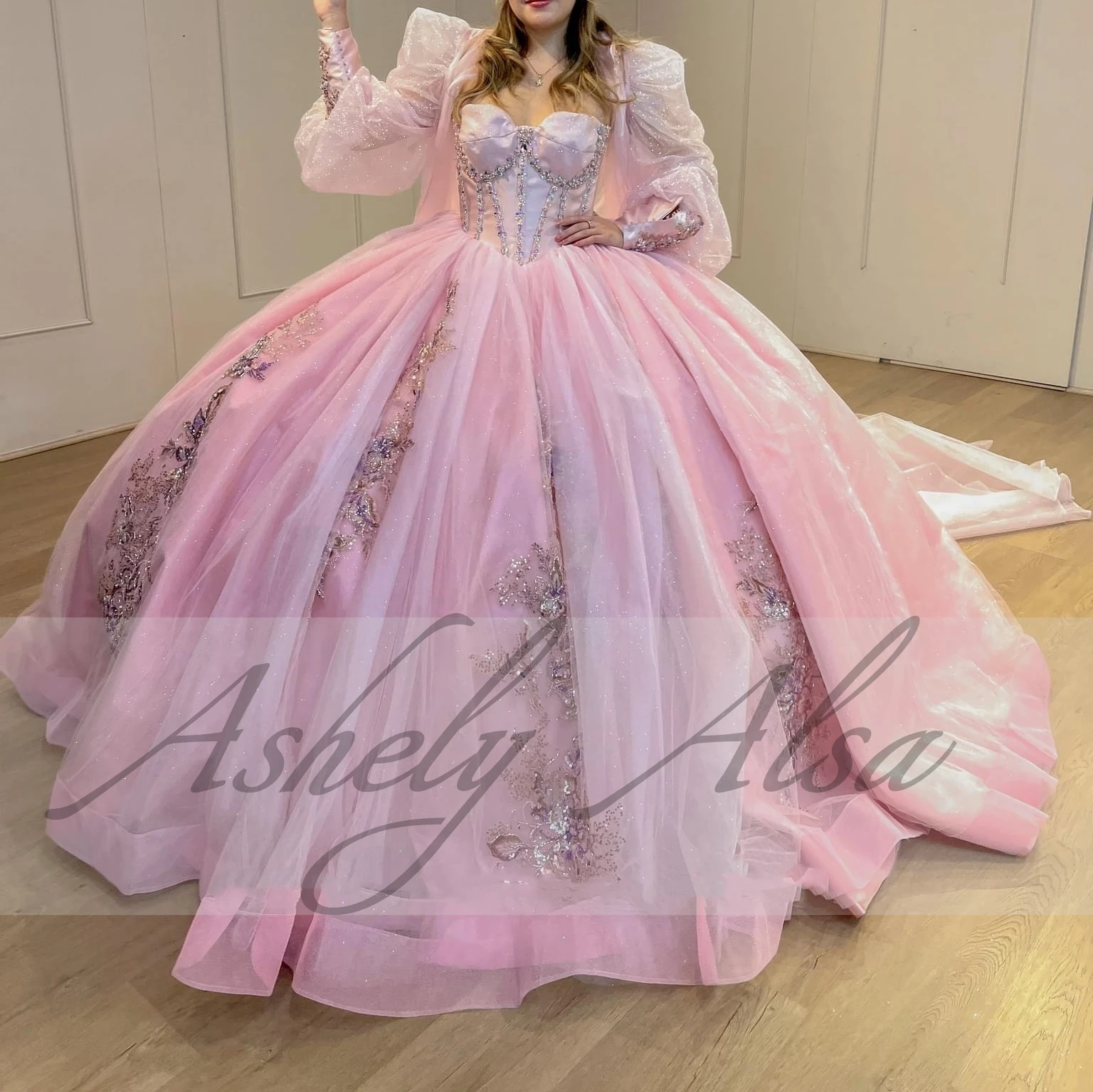 AA162 розовые платья принцессы для девочек на заказ Quinceanera с накидкой, крестообразное бальное платье, женское платье для выпускного вечера, платье для девочек 15–16 лет