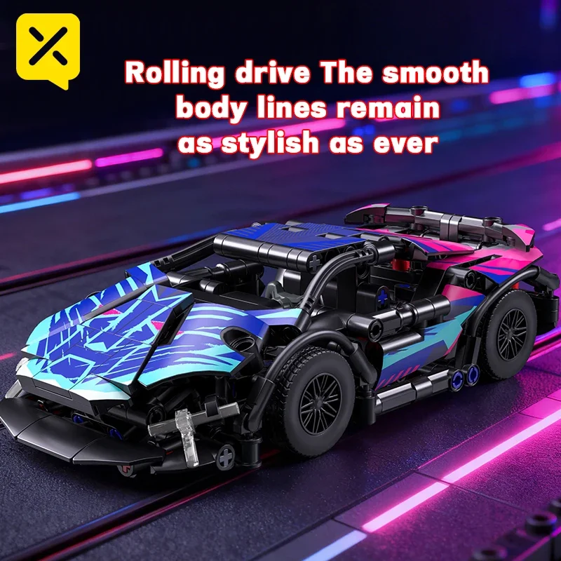 Colorido cyberpunk clássico carro esportivo 321 pçs blocos de construção requintado diy tijolos kits padrão carro corrida brinquedos para coleção