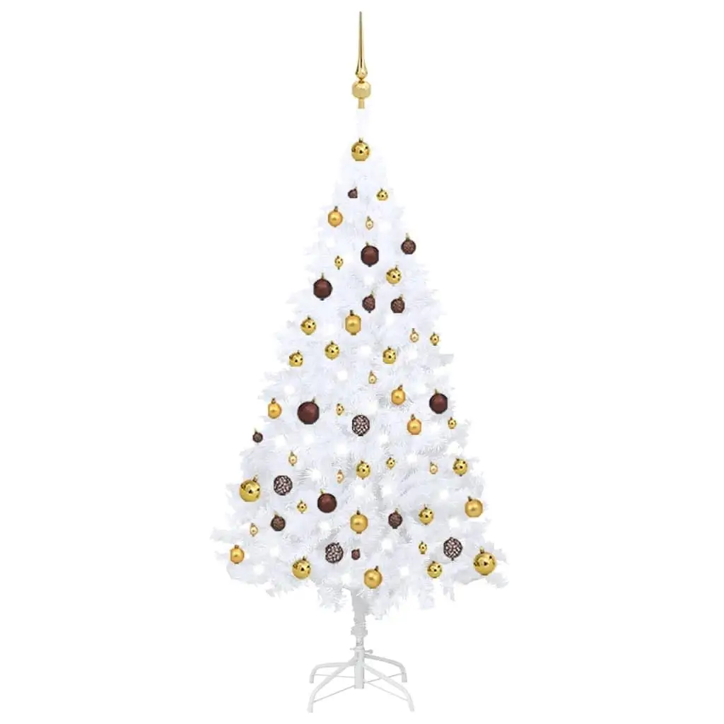 

Artificial Christmas Tree with White Lights and Ornament Ball Set 59.1 Inch PVC Elegant Holiday Decor