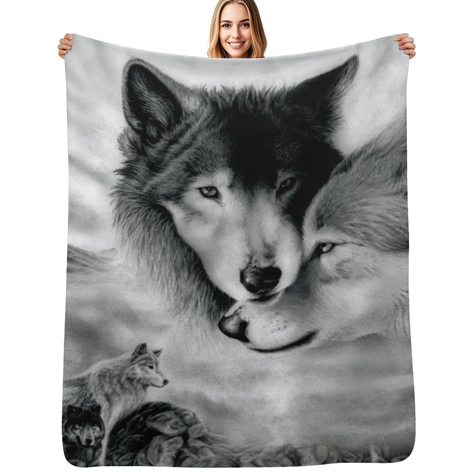 Wolf Couple - Comforting Throw Blanket Single blankets and throws For Baby Travel Camping Furry Blankets