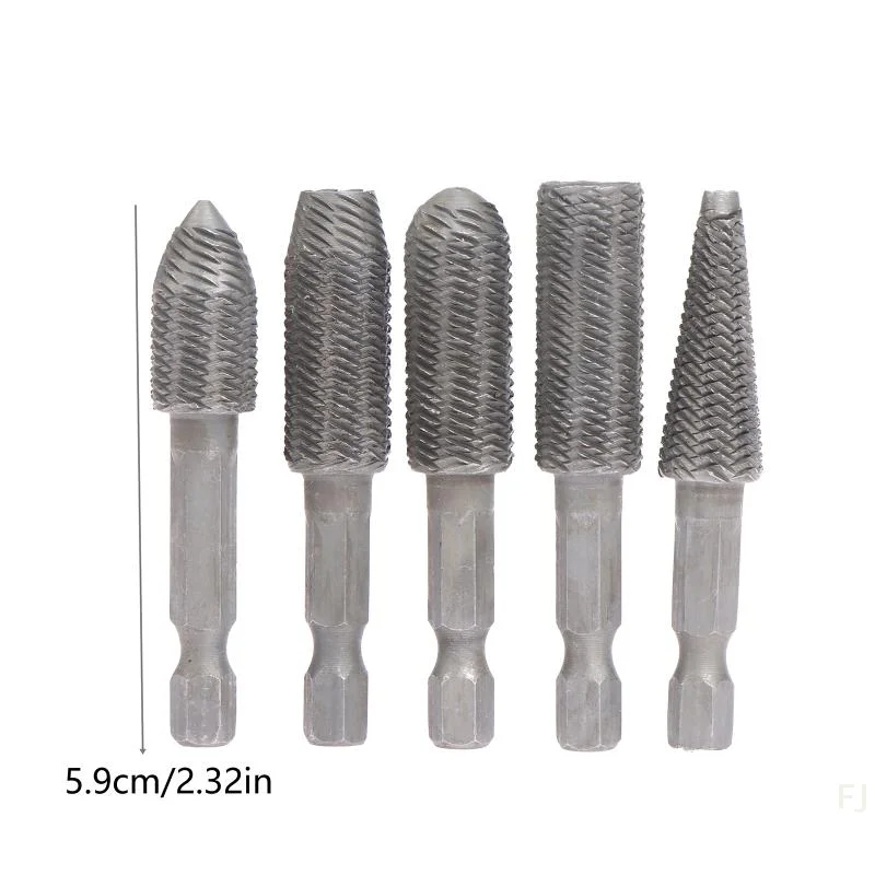 Premium Tungsten Carbide Steel Rotary Burr Set, 5 Hex Shank Heads for Mold Polishing and Grinding Tool