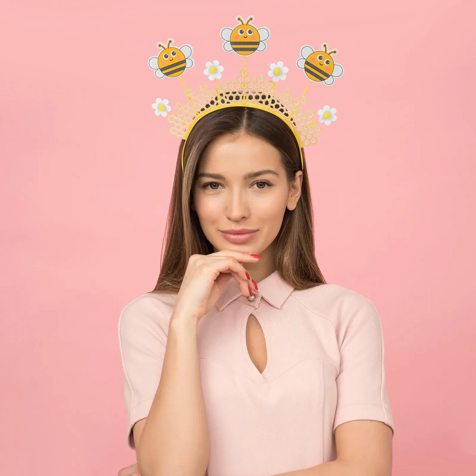 

Bee Headband Decorative Honeycomb Flower Animal Headwear Party Photo Props Bumblebee Theme Costume Accessories Festival Hairband