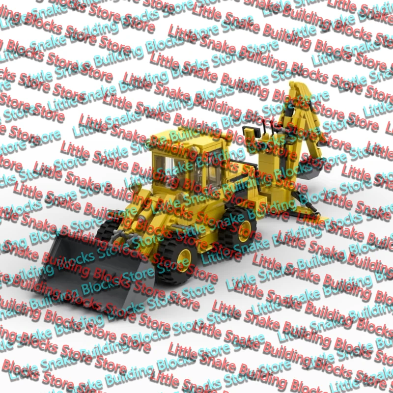 QWERT City Car Model MOC Building Bricks 544B Wheel Loader With Backhoe Modular Technology Holiday Gifts Assemble Toys Suit