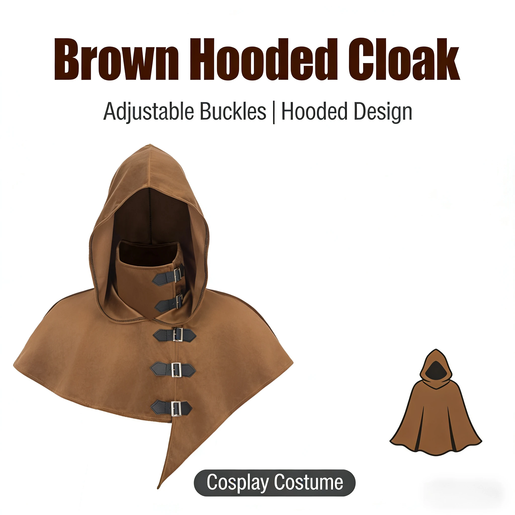 رداء راهب القرون الوسطى، عادة الراهب، عباءة المعالج، سترات الكاهن، أزياء تنكرية، زي المسرح، رأس بقلنسوة للهالوين #1