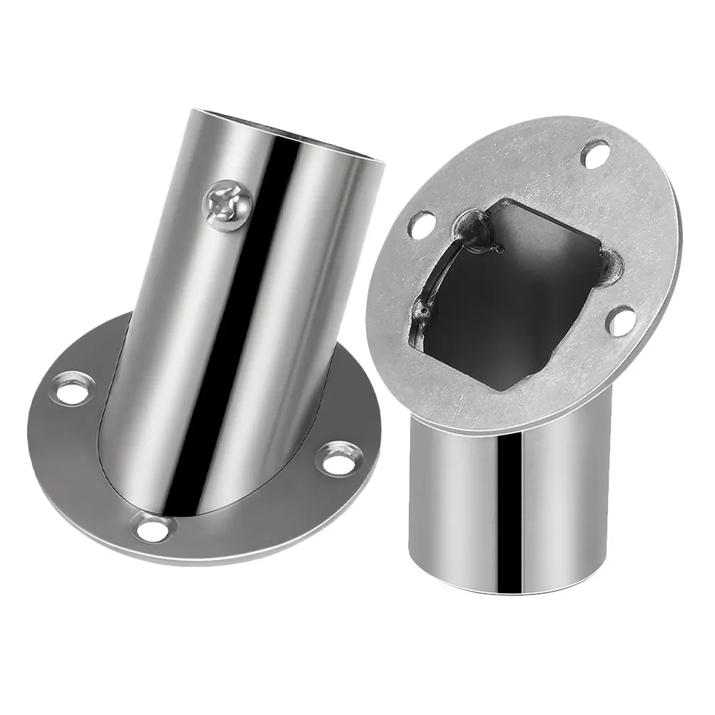 

2Pcs Stainless Steel Angled Flange Base Adjustable Shower Rod Holder Heavy Duty Corner Mount Closet Rod Bracket Bathroom Support