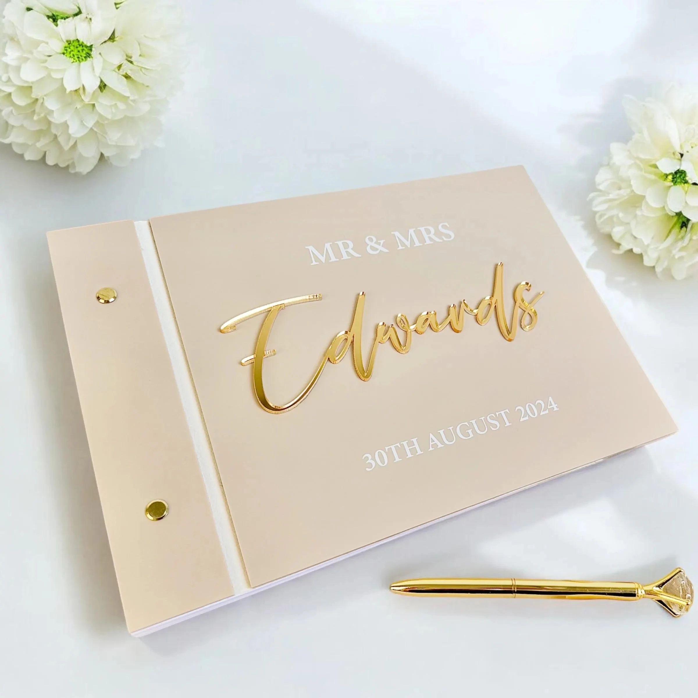 

Персонализированная акриловая гостевая книга и ручка, альтернатива свадебной книге пожеланий, современный свадебный декор, роскошная 3D акриловая гостевая книга