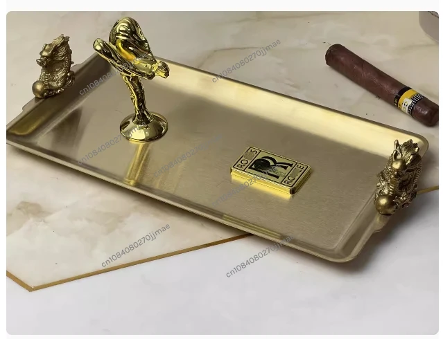 Ashtray R Logo Small Gold Statue Cigar Cylinder Bar Club Car Yacht Cigar Bar Mansion Decoration Ornaments