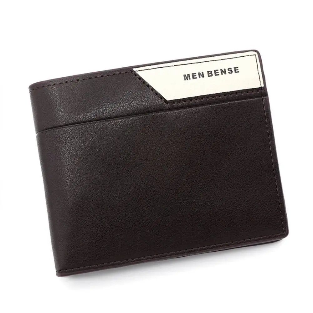 

Color Contrast Men's Short Wallet Waterproof Leisure Men Coin Pocket Multi-position Contracted Two Fold Wallet Men's Hand Bag