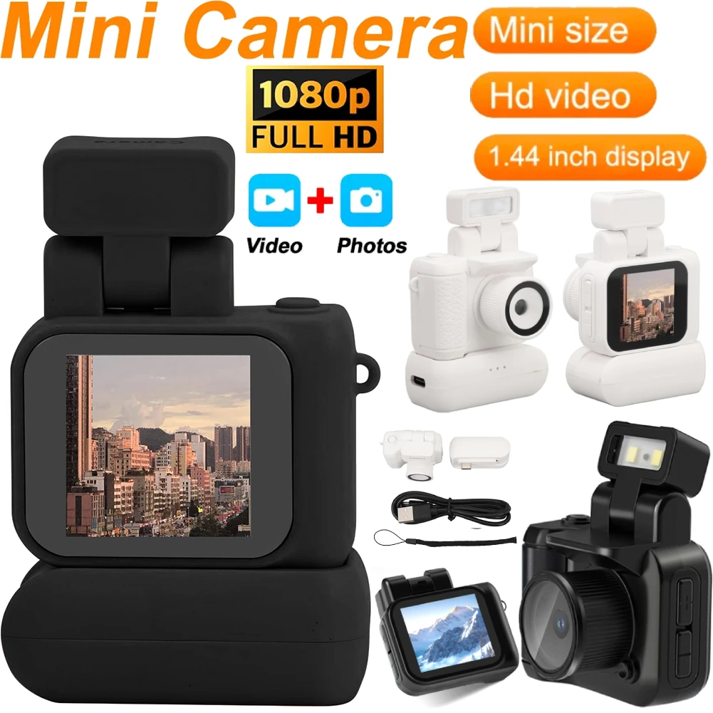 Y4000 Mini Camera With Screen HD 1080p Retro Ultra Compact Camera Video Recorder with Flash Light and Battery Dock Thumb Camera