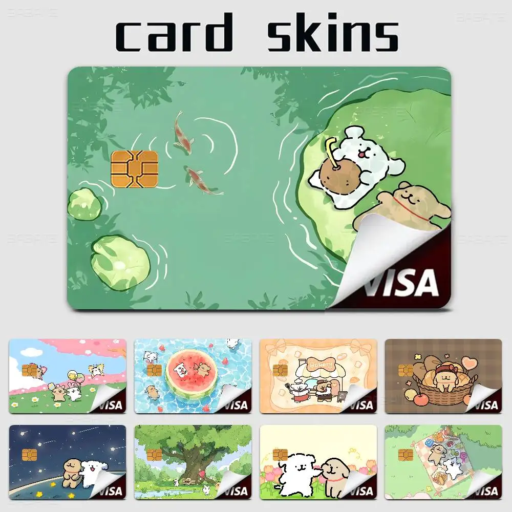 Maltese Line Dog Anime Cartoon Sticker Film Skin For Credit Card Debit Bank Bus Card