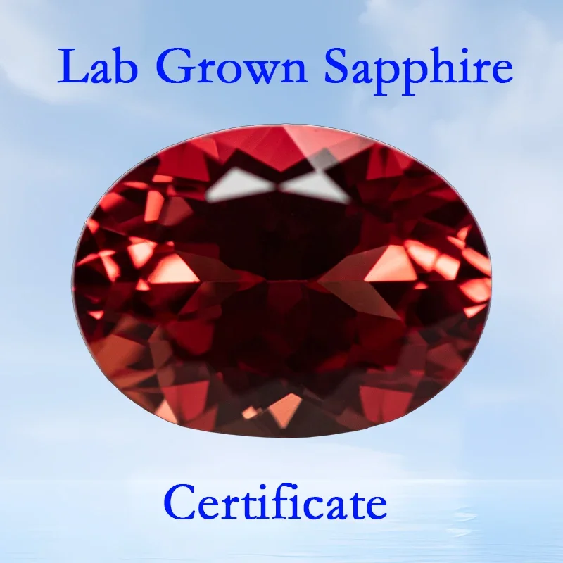 

Lab Grown Sapphire Top Quality Oval Shape Sunset Red Color Charms Beads for DIY Jewelry Making Material Selectable AGL Certifica