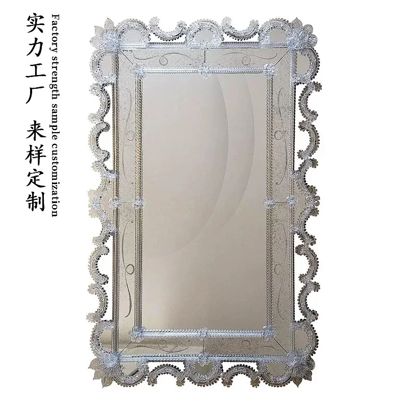 BJ Large Wall Mounted Makeup Mirror With Candle Holder, Wedding Decoration For Home, Leather Frame Vanity Mirror