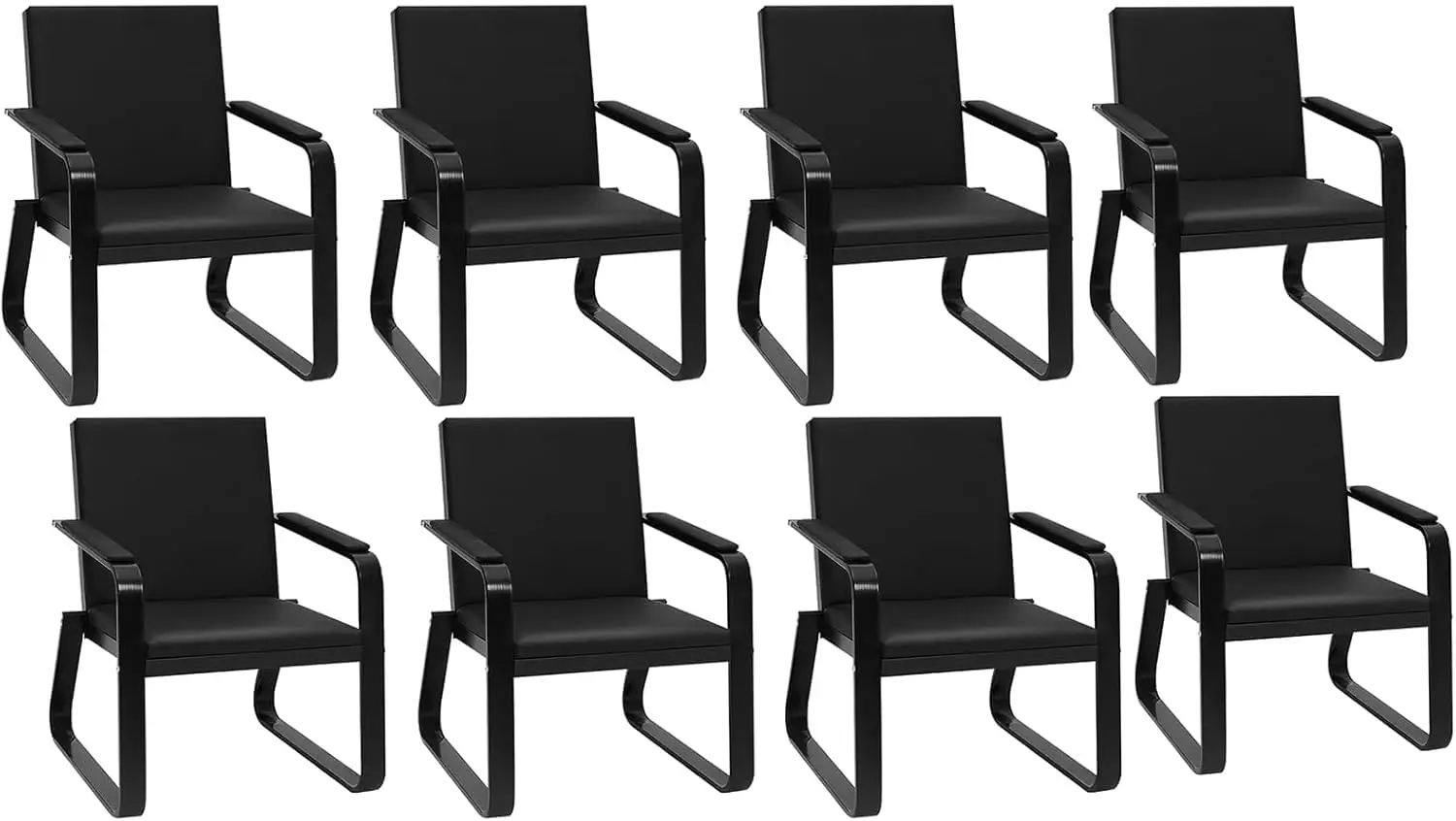 Waiting Room Chairs Set of 8, Leather Office Desk Reception Guest Chair with Padded Arms for Clinic Conference Room, Customized
