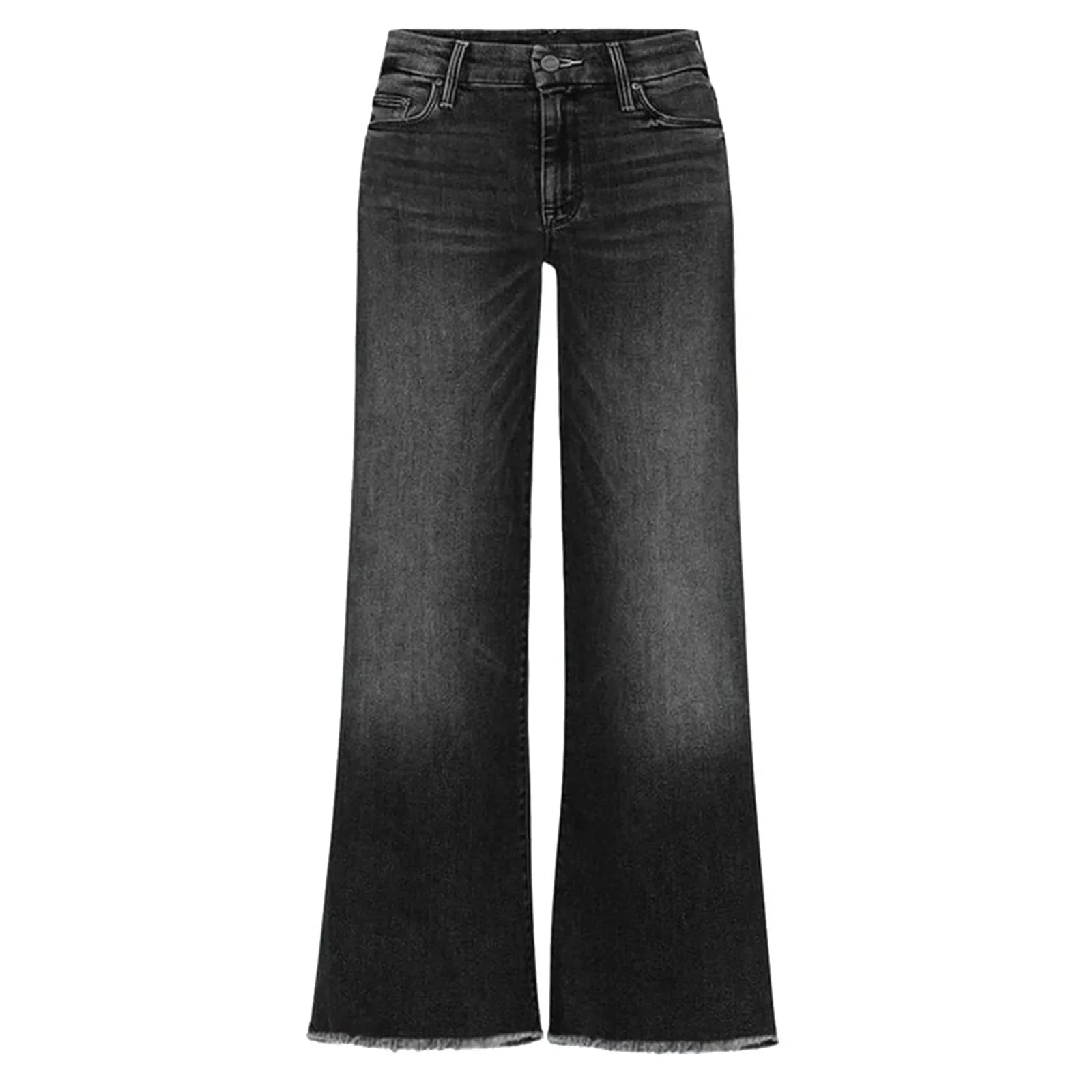 Denim wijde pijpen broek dames jeans hoge taille gewassen vintage noodlijdende zakken streetwear 2025, rechte enkellange broek