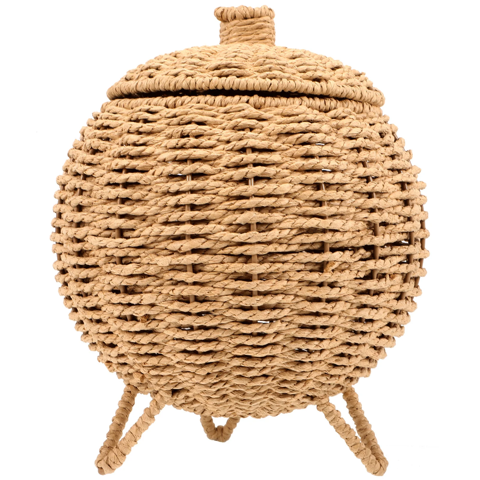 

Egg Woven Storage Basket Household Fruit Organizer Pumpkin Shape Kitchen Container Multi-Function Retro Holder