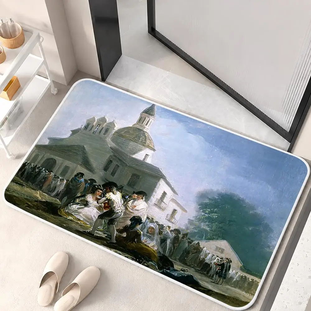 Spain Francisco Goya Art Floor Mat Flannel Rug Non Slip Absorbent Soft Washable For Entryway Hallway Bathroom Kitchen Decor
