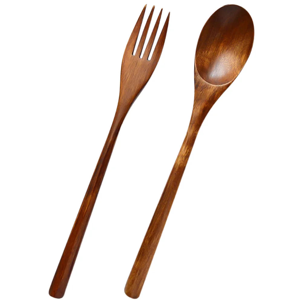 Noodles Wooden Fork And Spoon Forks Spoons Delicate Appetizer Eating Table Ergonomic Salad Dessert Salad Mixing Tableware