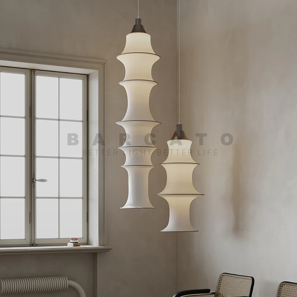 Imagem -03 - Lado Lustre Pingente Lâmpada para Sala de Estar Quarto Decoração Casa Moderna Luz Teto Suspensão Tecido Luminária ao