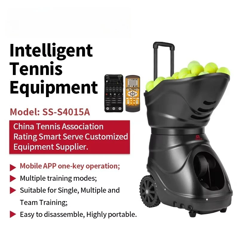 Automatic Tennis Ball Launcher Machine S4015A with Left-Right Swivel Head Portable Beginners Practice Trainer