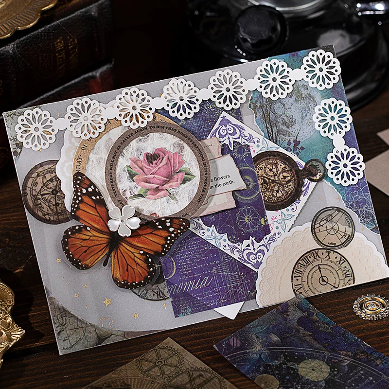 Flashy-Old Attseries Retro Paper, Message Cuts, Furic Acid Memo Sub, 8Packs