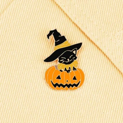 New Black Witch Cat Enamel Pins Halloween Day Pumpkin Brooch Women Men Coat Bag Hat Badge Decoration Pin Jewelry Gift for Friend