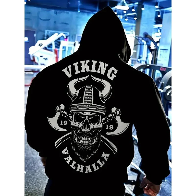 

Осенняя новая мужская толстовка с капюшоном для тренировки мышц в тренажерном зале, древний принт викингов, мягкая и удобная толстовка с капюшоном, уличный спортивный топ