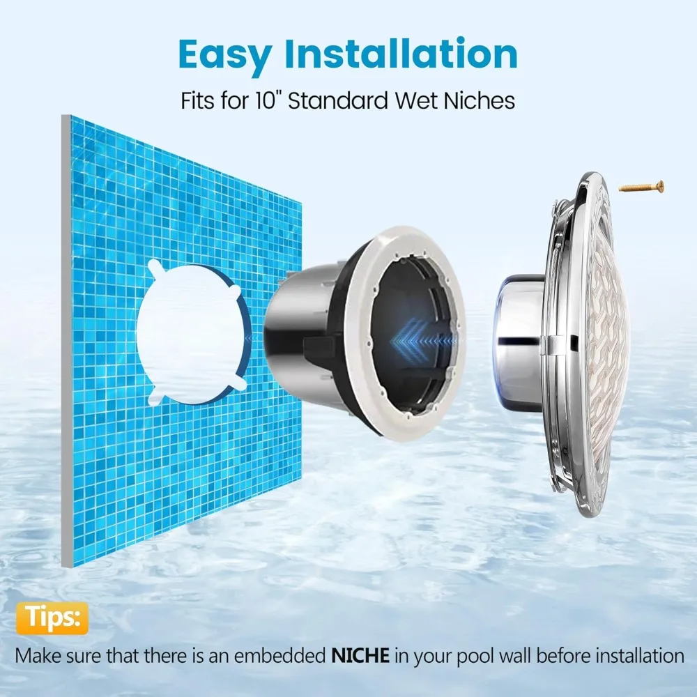 

12V AC Pool Lights for Inground Pool, 10 inch Underwater Pool Light Replacement, 35W LED, 3000LM, 6000K Cool White