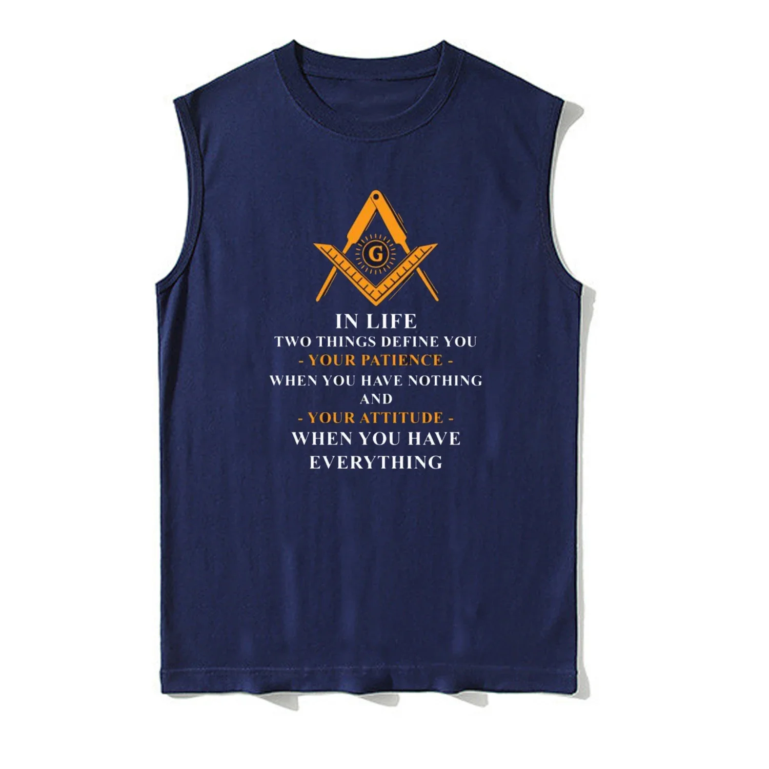 In Life Two Things Define You, Freemason Symbol Masonic Tank Top 100% Cotton O-Neck Summer Casual Mens Vests Sleeveless T-shirt