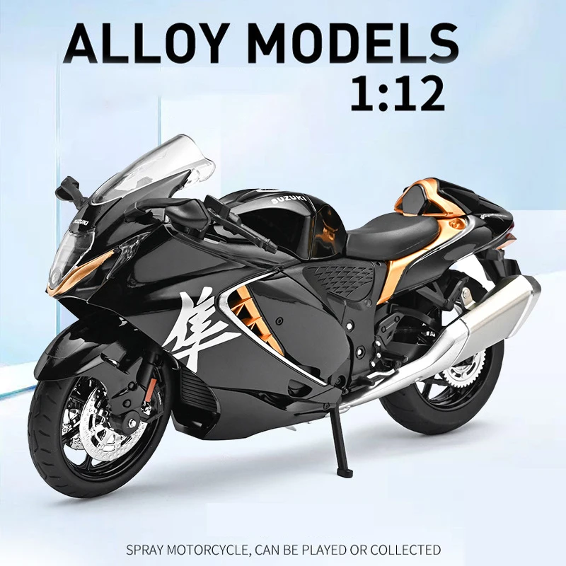 โมเดลรถมอเตอร์ไซค์ซูซูกิ ฮายาบูสะ อัลลอยด์ ไดแคสต์ ขนาด 1:12 ของสะสม พร้อมเสียงและไฟ รถออฟโรด ของเล่นรถยนต์