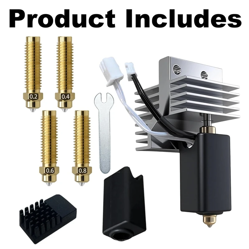 For Centauri Carbon Hotend,0.2mm,0.4mm,0.6mm,0.8mm Hardened Steel Brass Nozzle,Extruder Hotend Kit,with Heat Sink [No.3 Elnic]