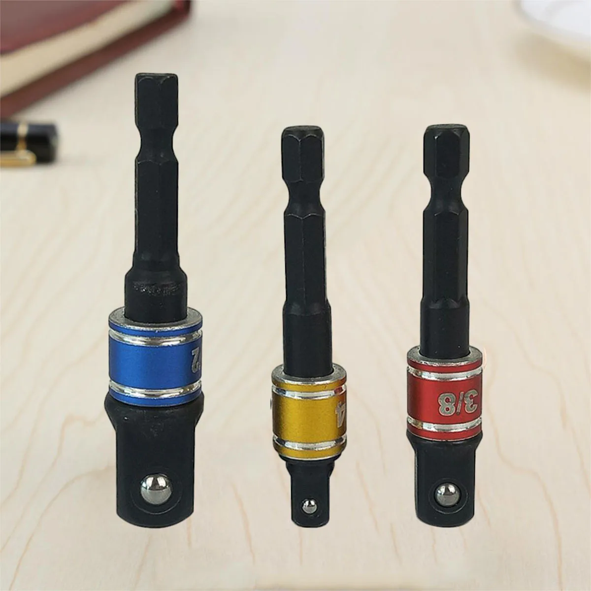 3Pcs Safety Socket Adapter Set Color Coded Hex Impact Drill Bit Extension Socket Adapter for Power Tools