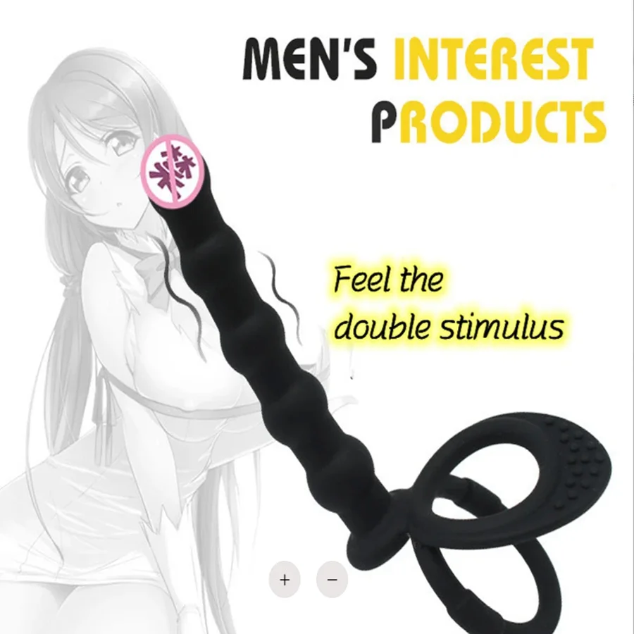 Double Penetration Anal Sex Toys For Men & Women - Dildo Penis Butt Plug, Anal Beads & Cock Ring for Delay Ejaculation